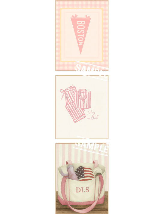 Preppy Pink Americana Set of 3