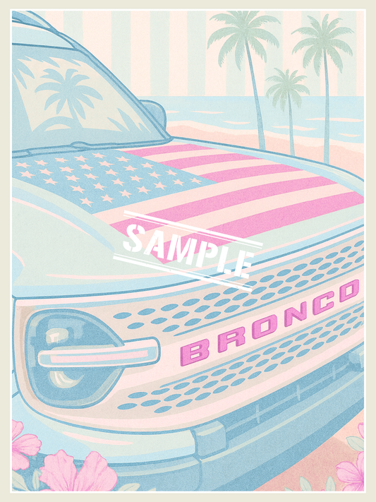 Vintage Coastal Bronco Print