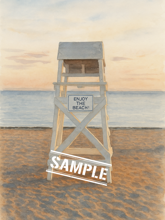 Lifeguard Chair – Watercolor Beach Print